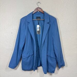 Stoosh Unstructured Blazer Jacket XL Slate Gauzy 100% Cotton Open Textured New